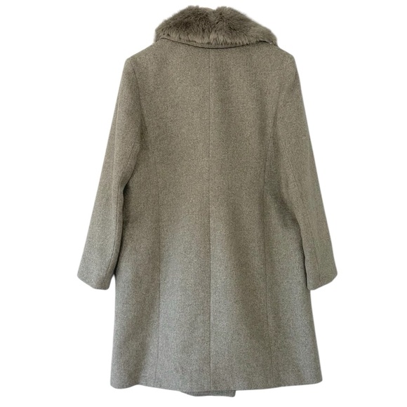 Monsoon Wool Rich removable faux fur trim collar wool blend coat in gray sz 14 - Picture 2 of 16